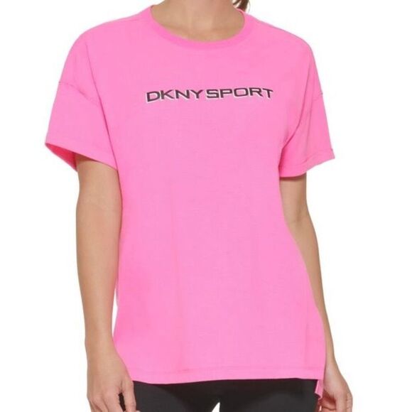Dkny Sport Boxy Cropped T-Shirt - Black Size XL - Picture 1 of 3